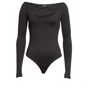 ALIX NYC Jules Boat Neck Long Sleeve Bodysuit Black Large